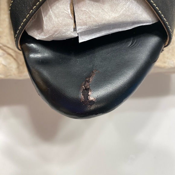 Softshoe by Medicus Black Leather Slingback Peep Toe Low Heel Sandals Sz 9.5 - Picture 15 of 16